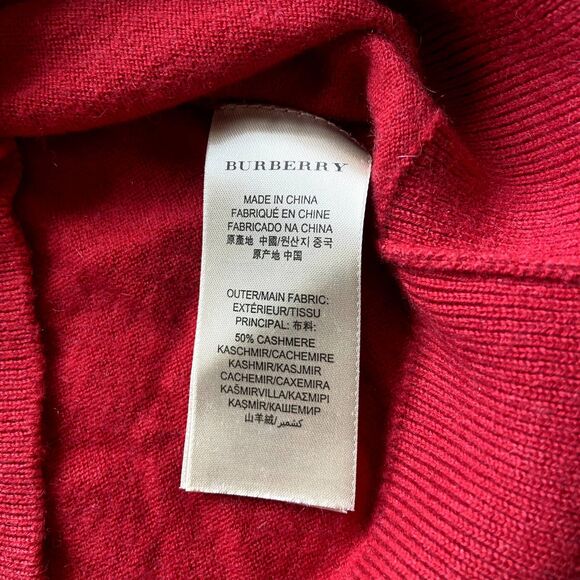 BURBERRY BRIT RED CHECKERED V NECK CASHMERE SWEATER SZ SMALL - Picture 4 of 7